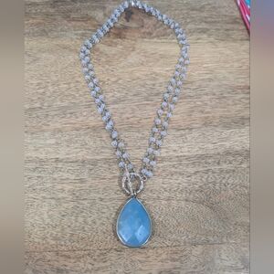 Silver and Chalcedony Pendant Necklace